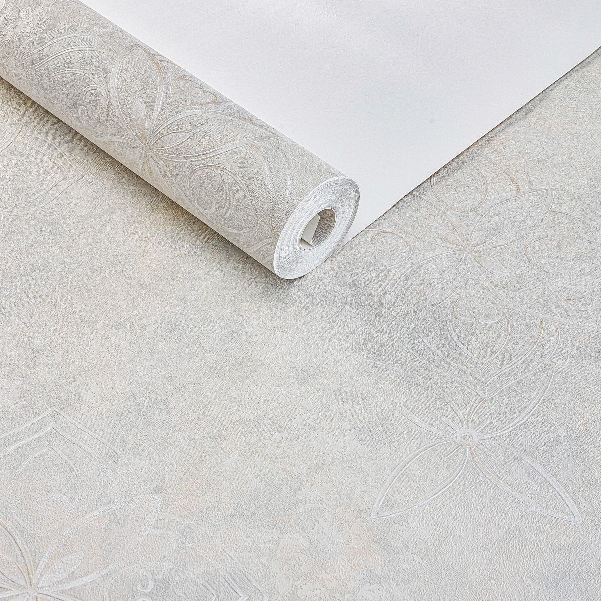 Papel de Parede Ornamental floral prata - BRE-YS-9721004