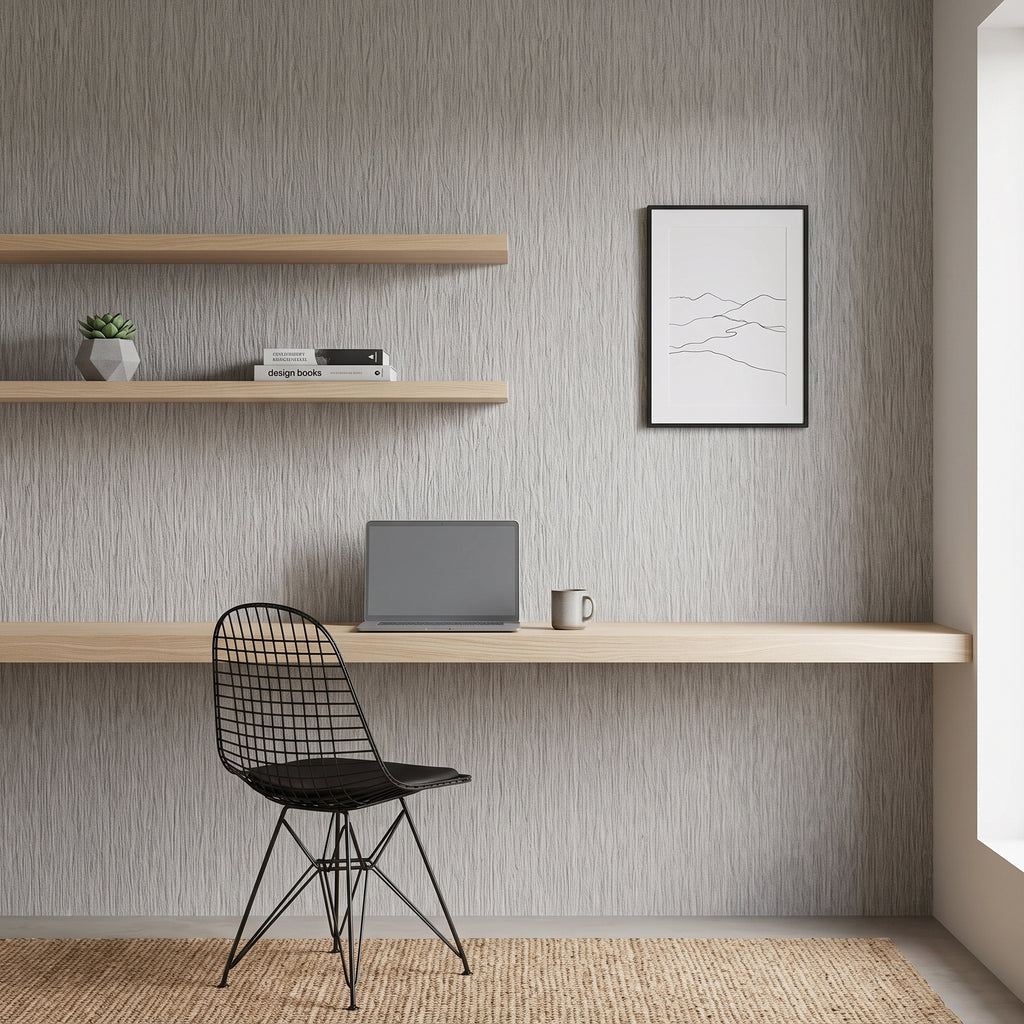 Papel de Parede Efeito fibras naturais chumbo - BRE-YS-979902