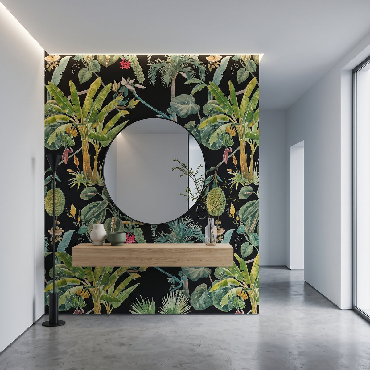 Papel de Parede Floresta tropical exuberante preto - CES-TS18150