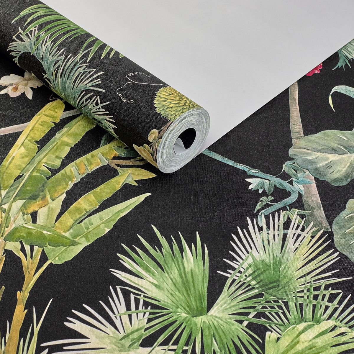 Papel de Parede Floresta tropical exuberante preto - CES-TS18150