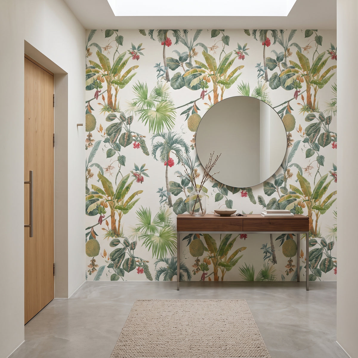 Papel de Parede Tropical folhagens branco - CES-TS18151