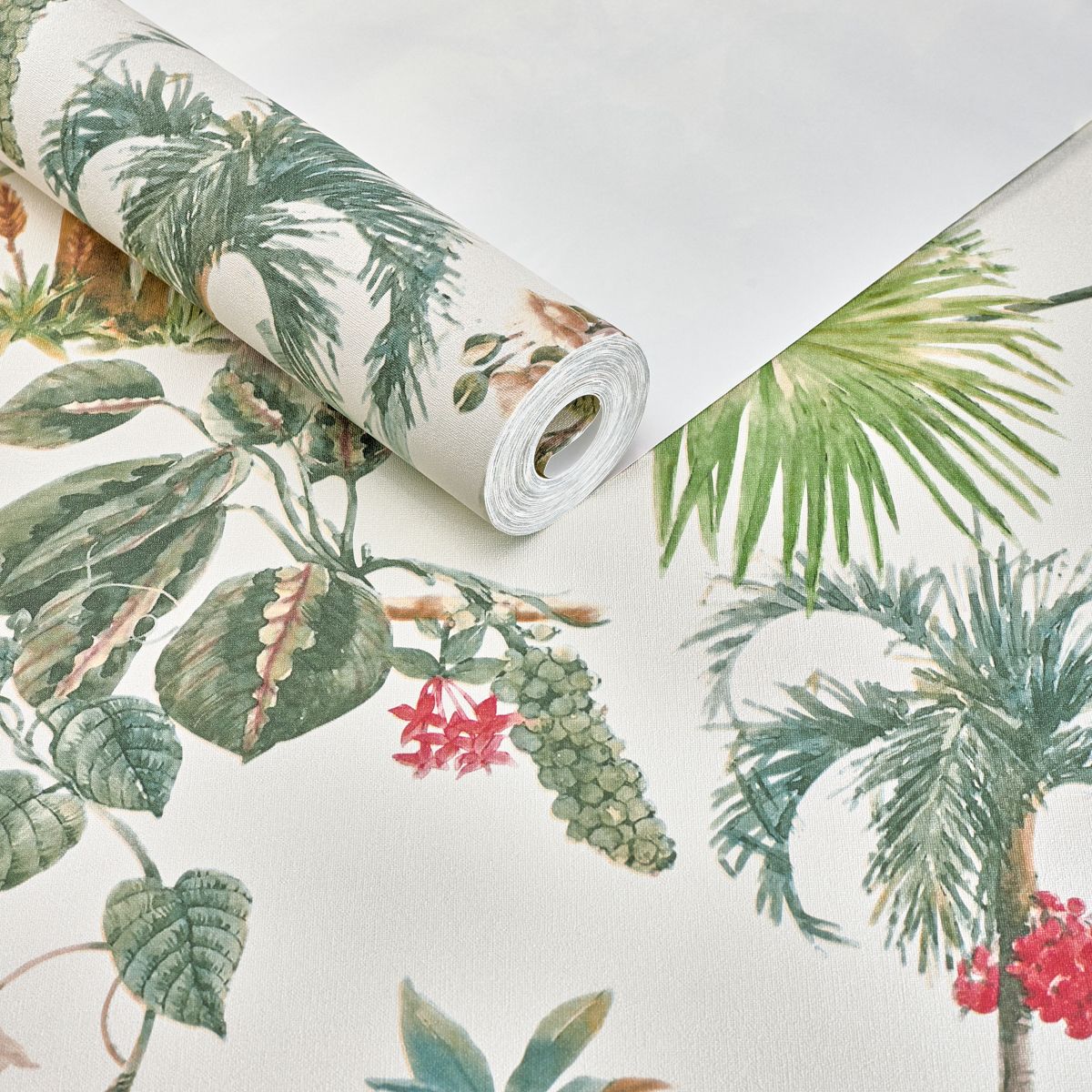 Papel de Parede Tropical folhagens branco - CES-TS18151