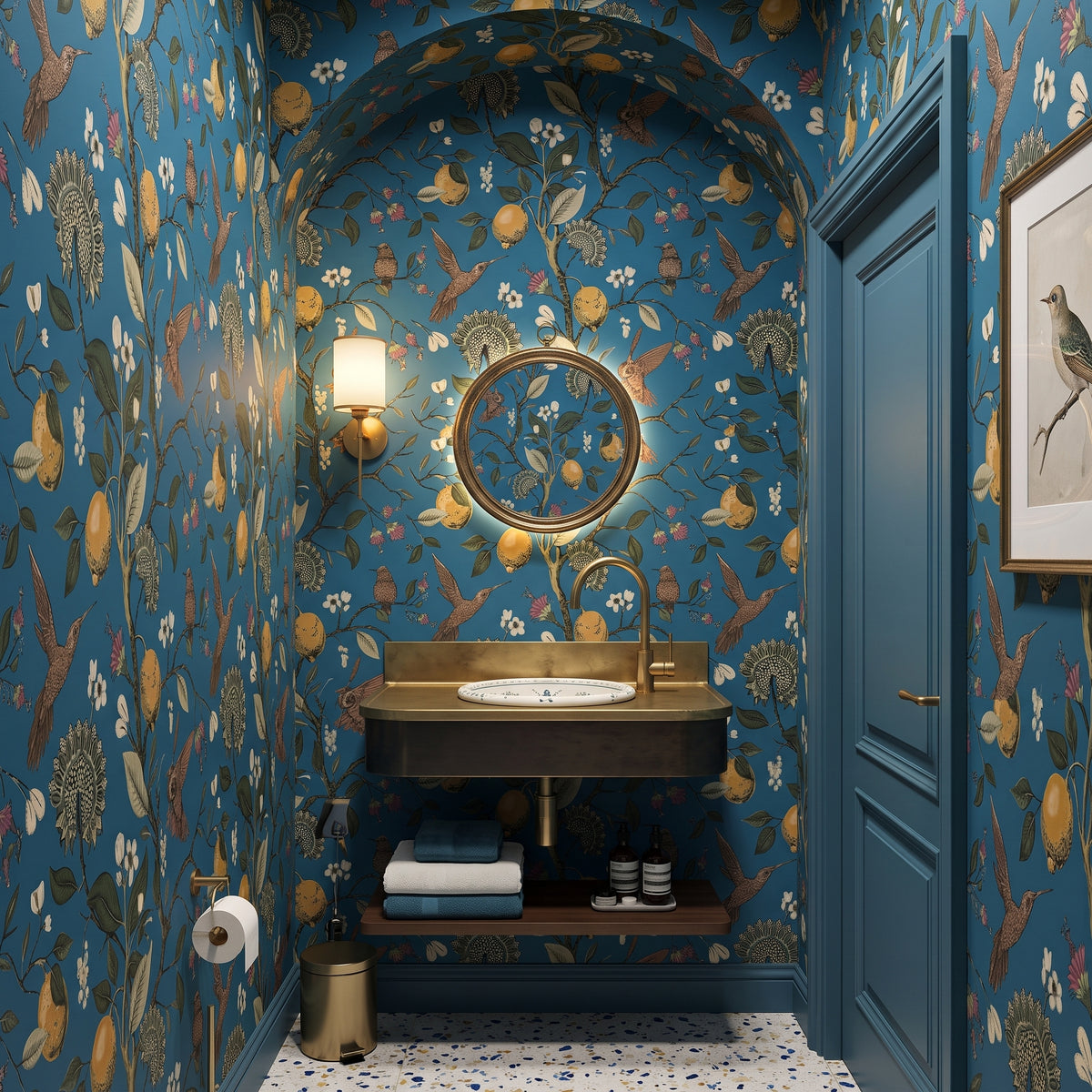 Papel de Parede Botânico blue com folhagens - CES-TS18281