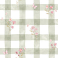 Infantil Vichy Verde com Flores e Borboletas Aquarela