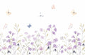 Jardim Floral Lilás com Borboletas Aquarela - LG22060