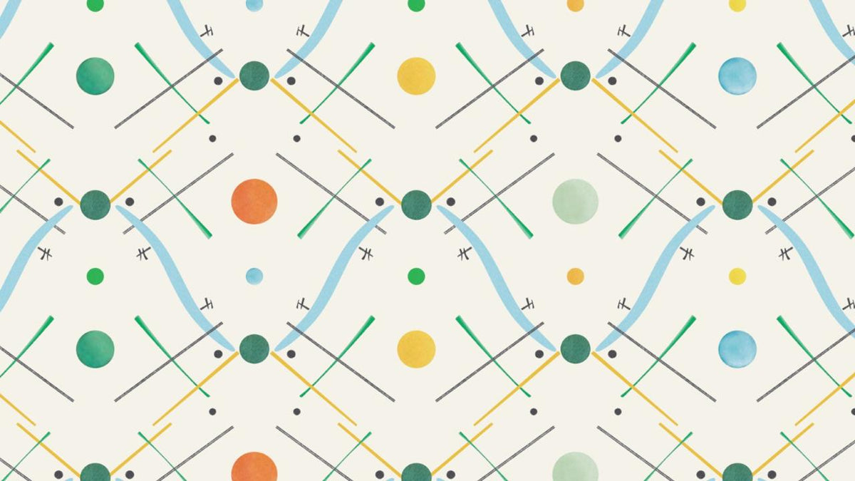Papel de Parede Infantil Geométrico Abstrato Estilo Bauhaus