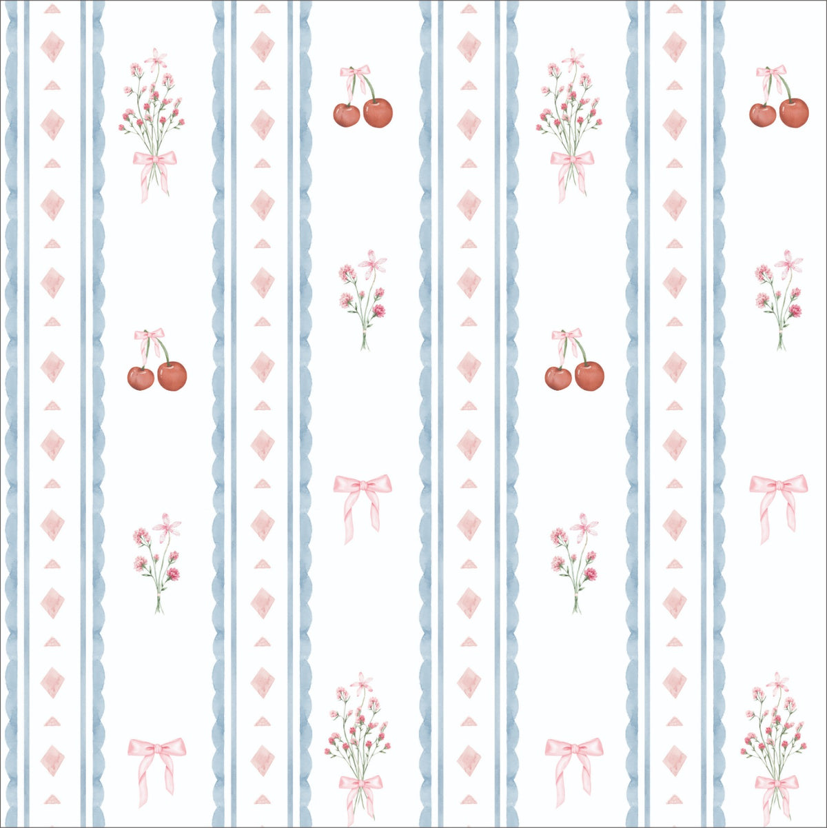 Papel de Parede Infantil Listrado Floral - 89877