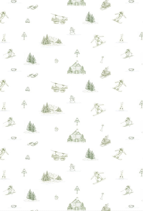 Toile de Jouy Inverno e Montanhas Verde - LG 2906