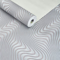 Papel de Parede geométrico cinza ondas sinuosas 3D - VEN-BY3203