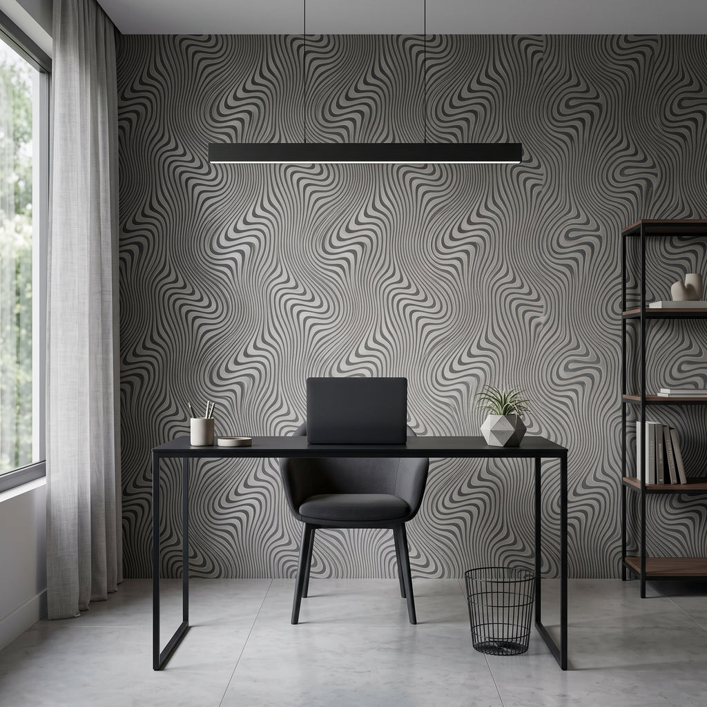 Papel de Parede geométrico ondas sinuosas 3D - VEN-BY3205