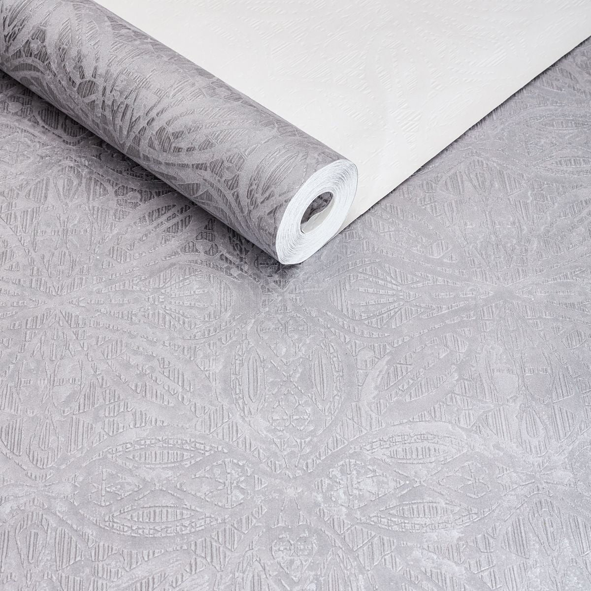 Papel de Parede arabesco geométrico prata mandala - VEN-BY3504