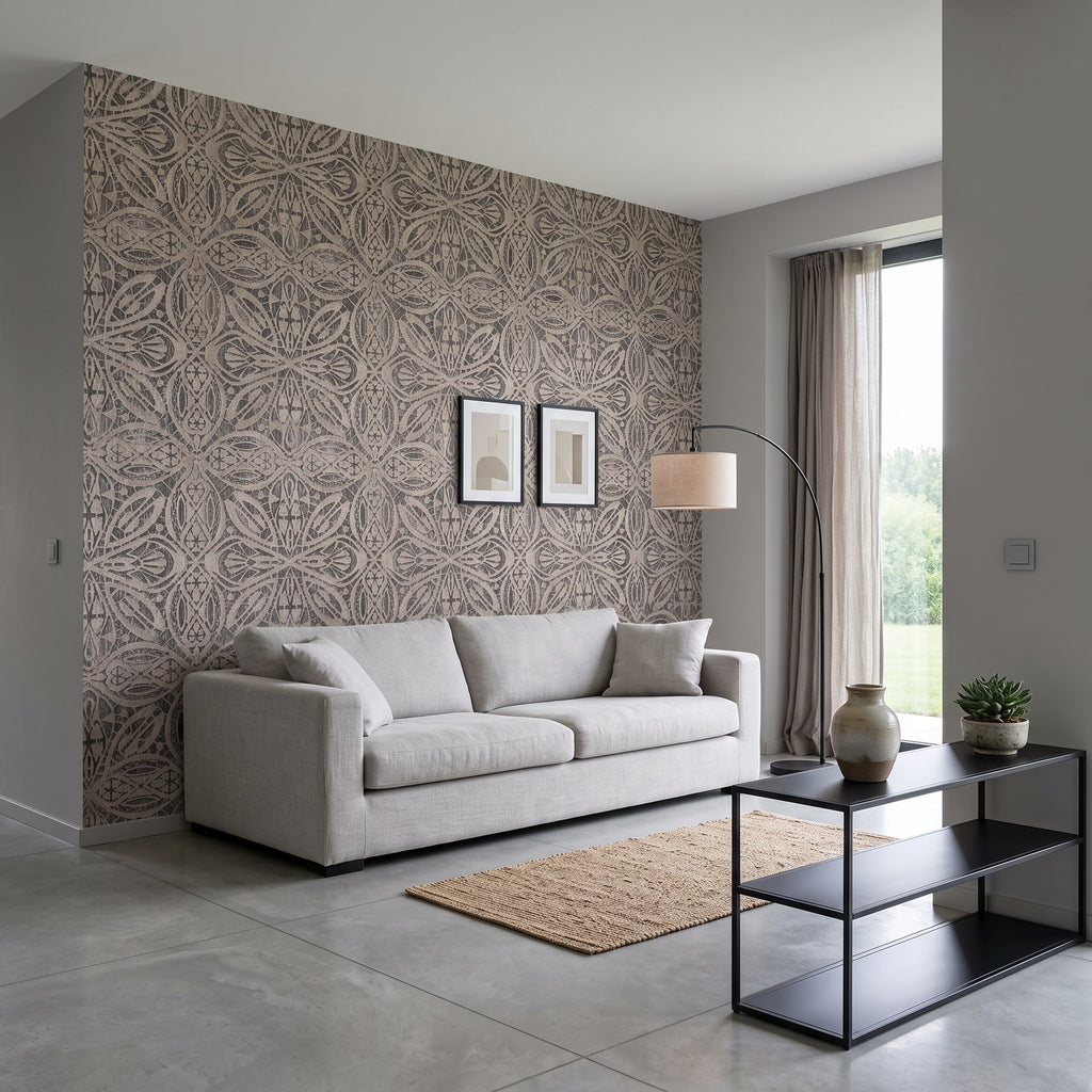 Papel de Parede arabesco geométrico marrom mandala - VEN-BY3505