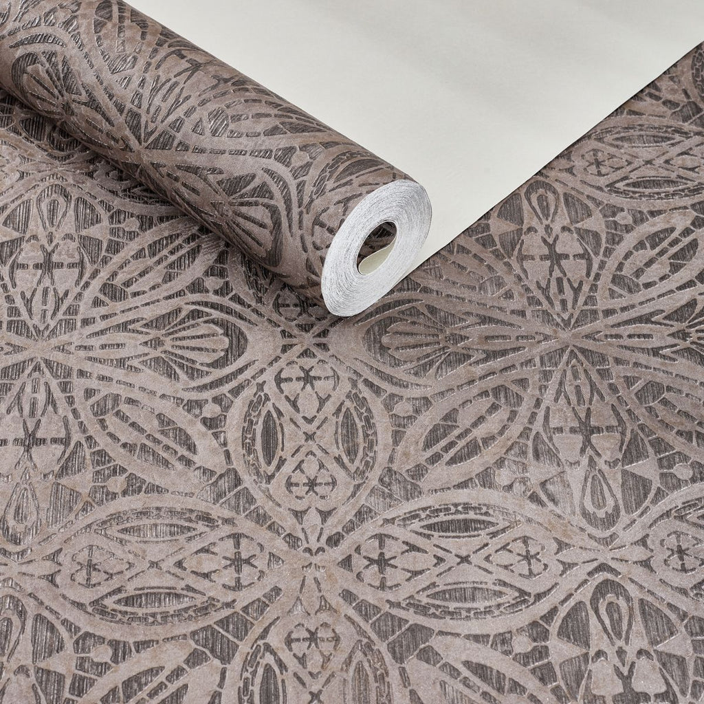 Papel de Parede arabesco geométrico marrom mandala - VEN-BY3505