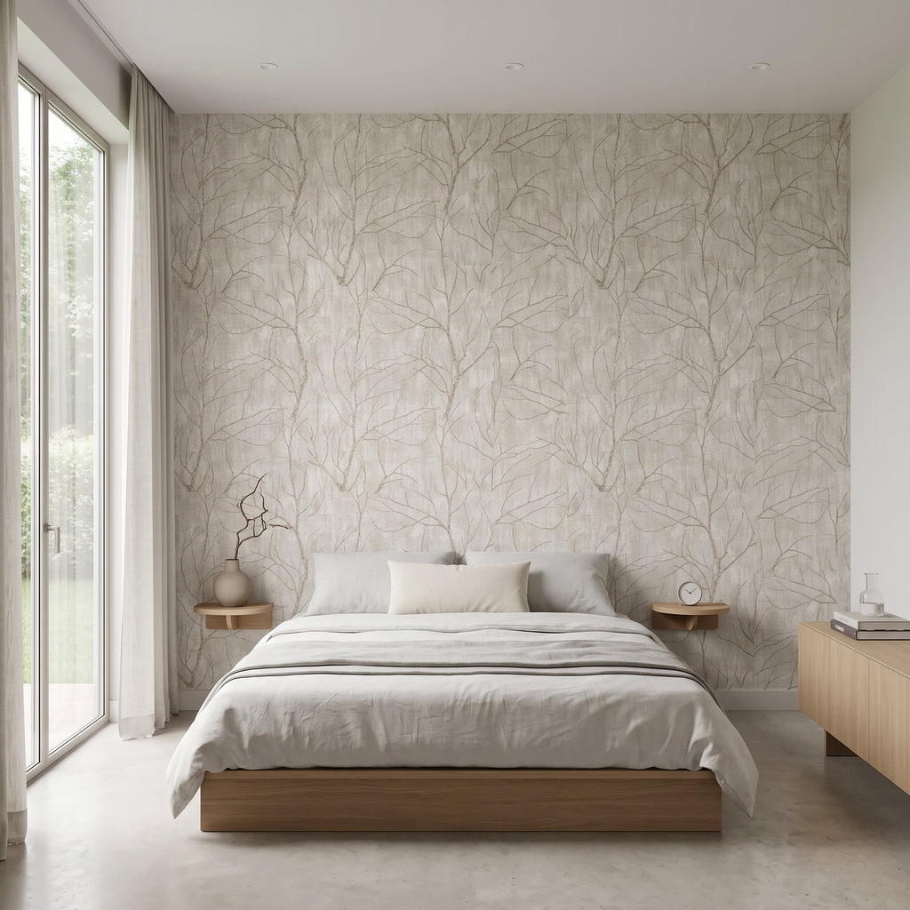 Papel de Parede galhos secos árvores bege delicado - VEN-LB6002