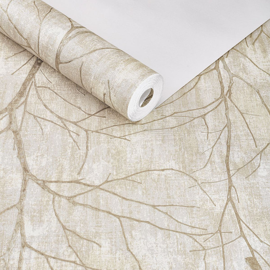 Papel de Parede galhos secos árvores bege delicado - VEN-LB6002