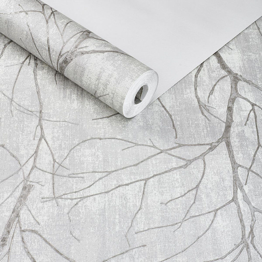 Papel de Parede galhos secos árvores cinza delicado - VEN-LB6003