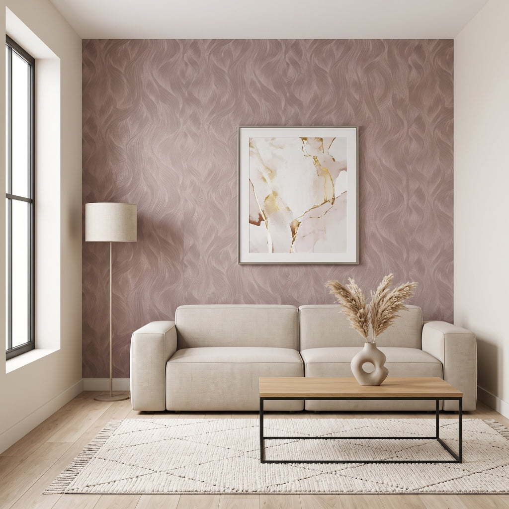 Papel de Parede abstrato ondas terra-cota blush - VEN-UGG232105