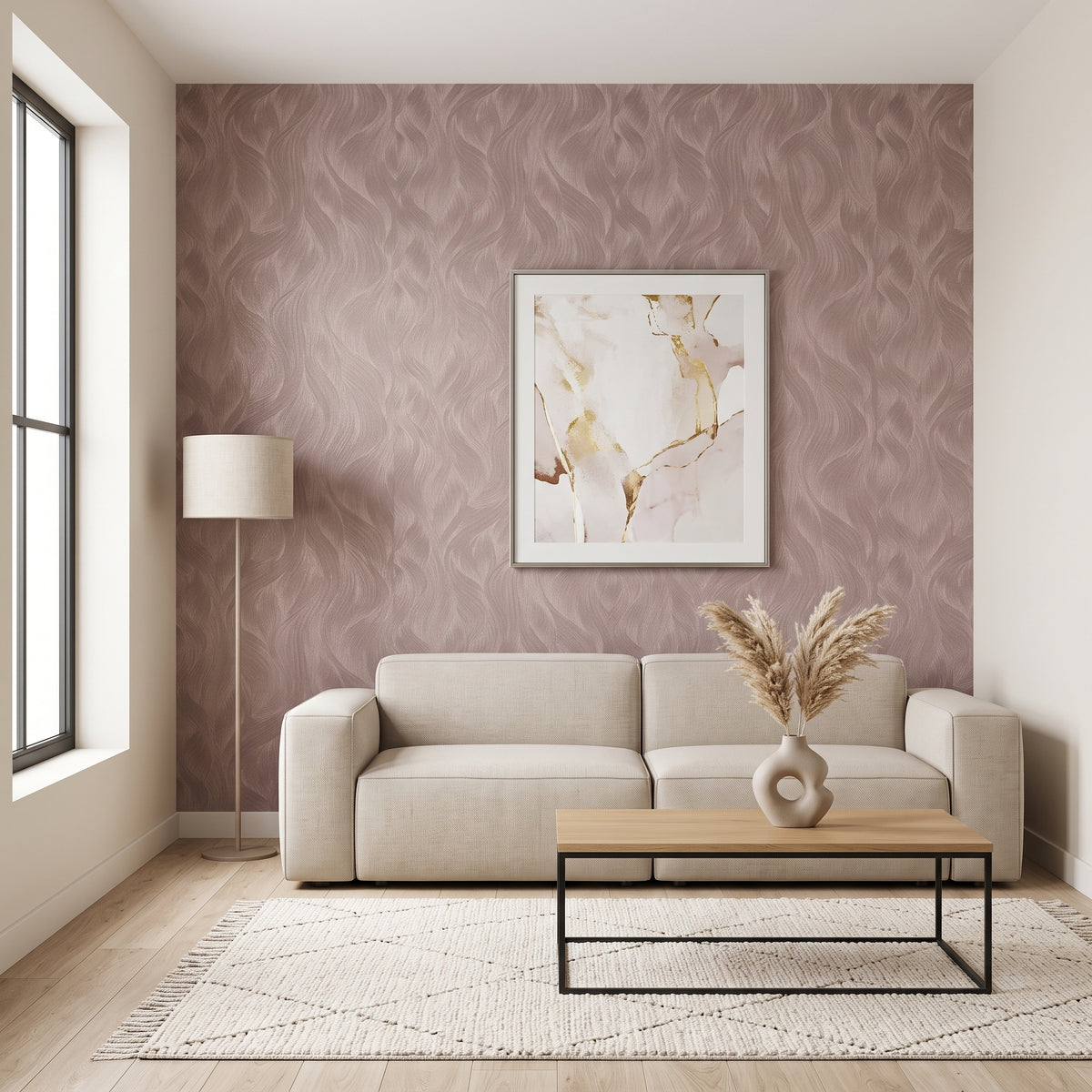 Papel de Parede abstrato ondas terra-cota blush - VEN-UGG232105