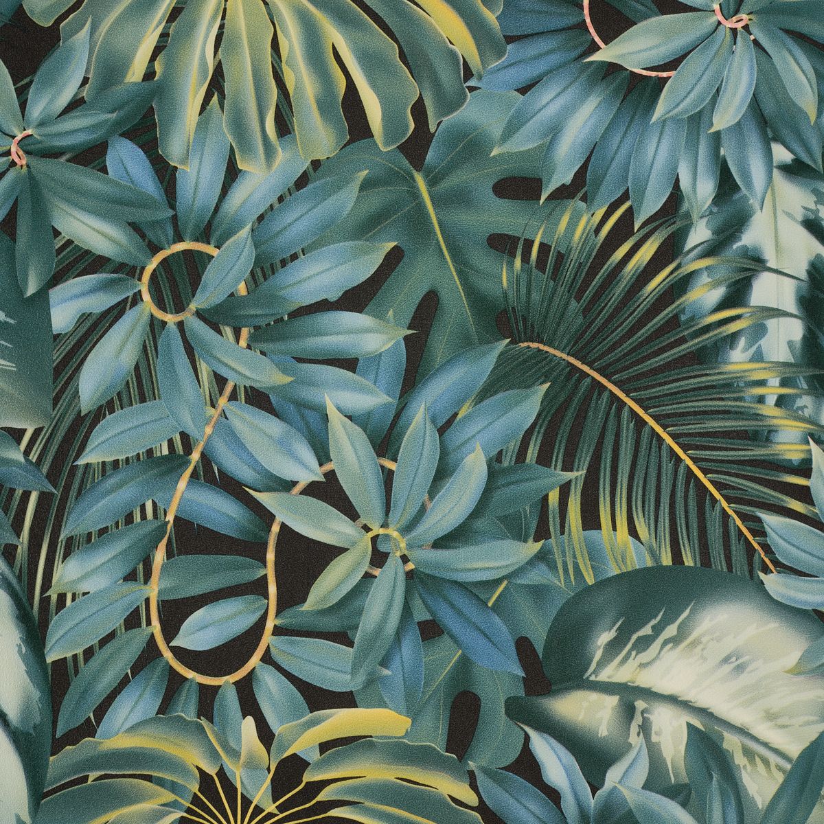 Papel de Parede folhagem tropical azul petróleo - VEN-UGG233001