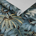 Papel de Parede folhagem tropical azul petróleo - VEN-UGG233001
