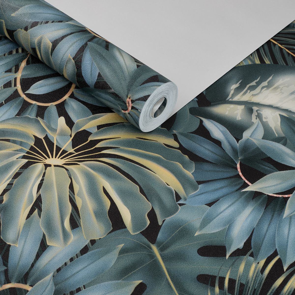 Papel de Parede folhagem tropical azul petróleo - VEN-UGG233001