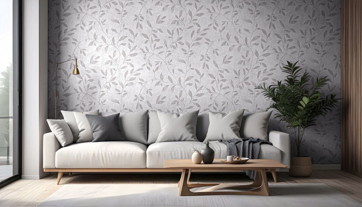 Papel de Parede  Folhagem delicada off white com textura - ZUM-T500-1