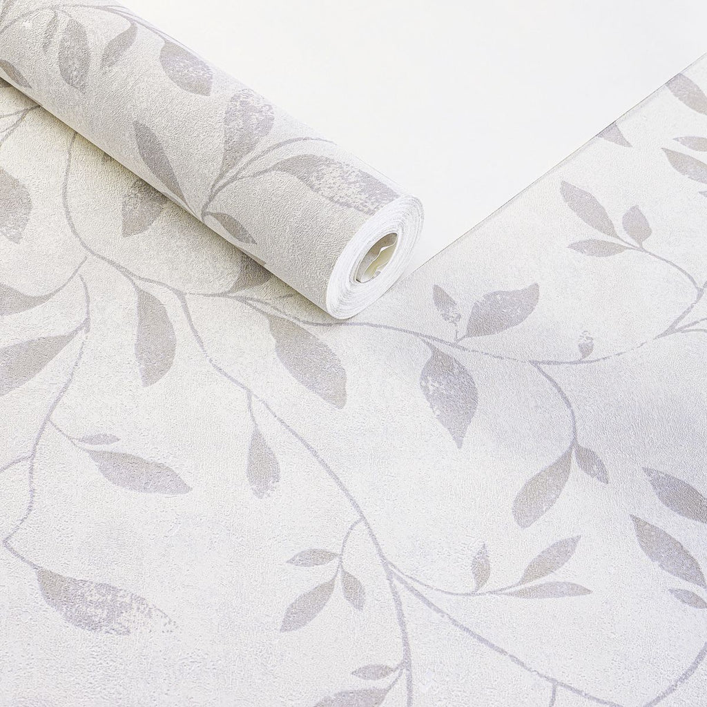 Papel de Parede  Folhagem delicada off white com textura - ZUM-T500-1