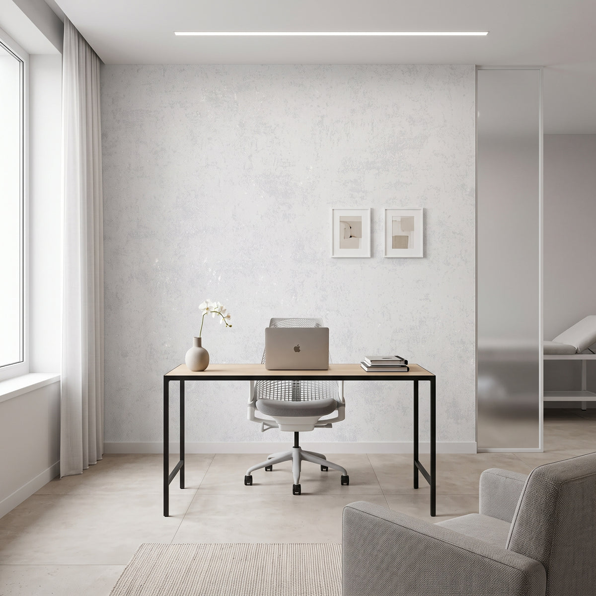 Papel de Parede Efeito rústico branco suave - ZUM-T505-1