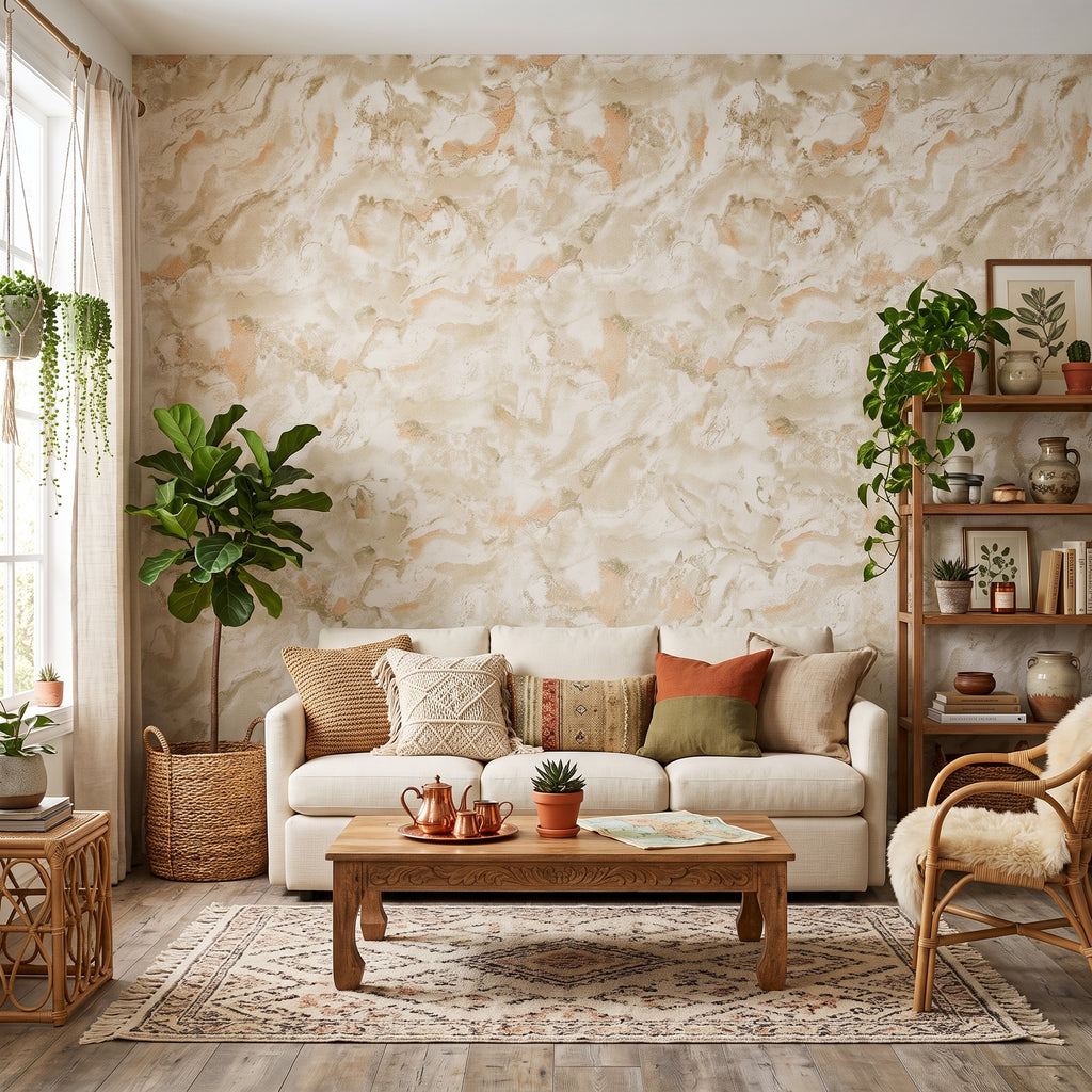 Papel de Parede Efeito mármore mineral nude - ZUM-T522-4
