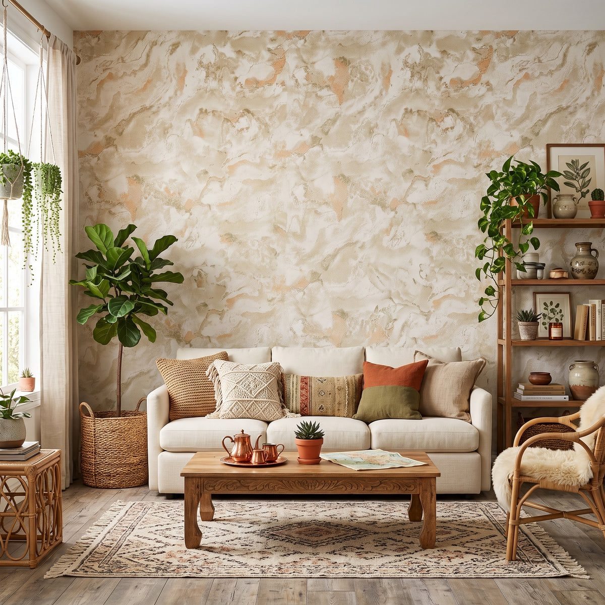 Papel de Parede Efeito mármore mineral nude - ZUM-T522-4