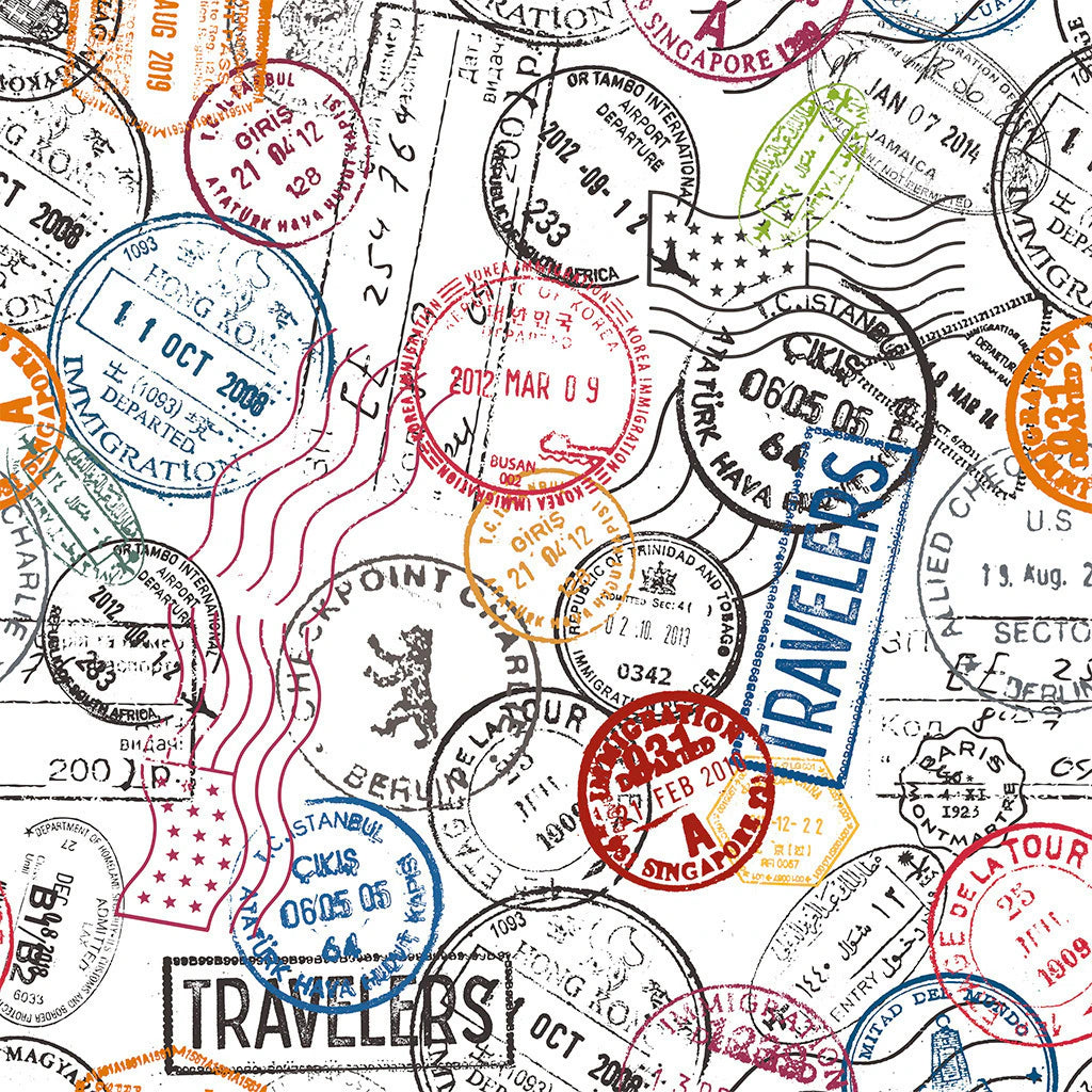 Papel de Parede Non Woven Carimbos de Viagem