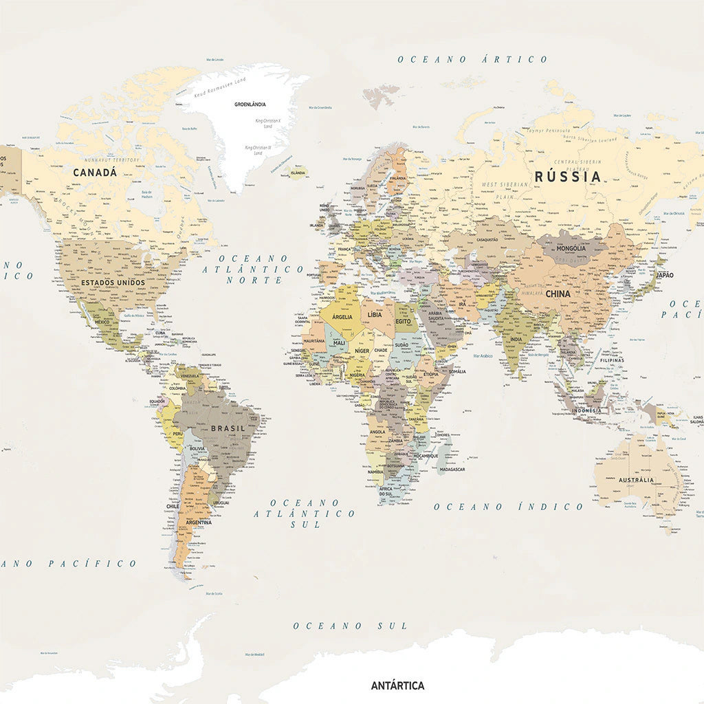 Papel de Parede Non Woven Mapa do Mundo Areia