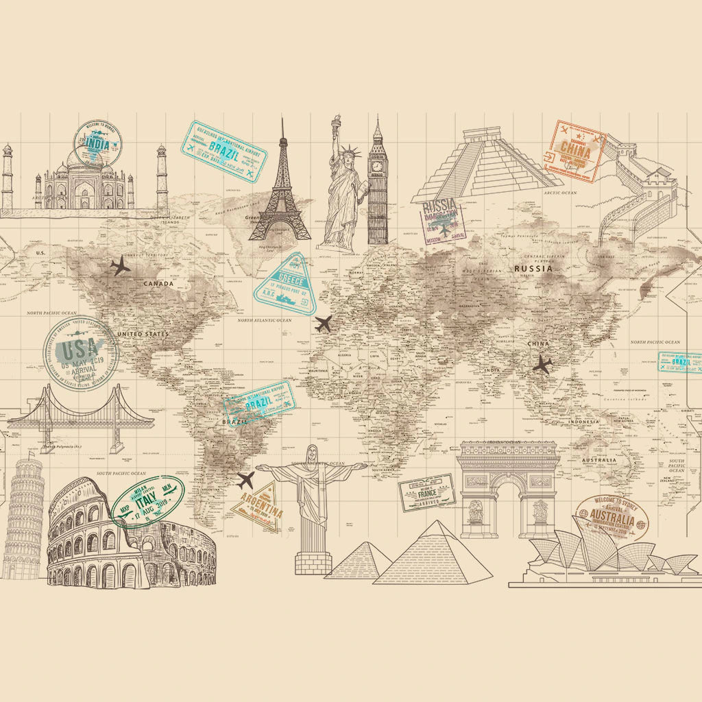 Papel de Parede Non Woven Mapa e Conexões
