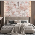 Papel de Parede Non Woven Mapa e Conexões Rose