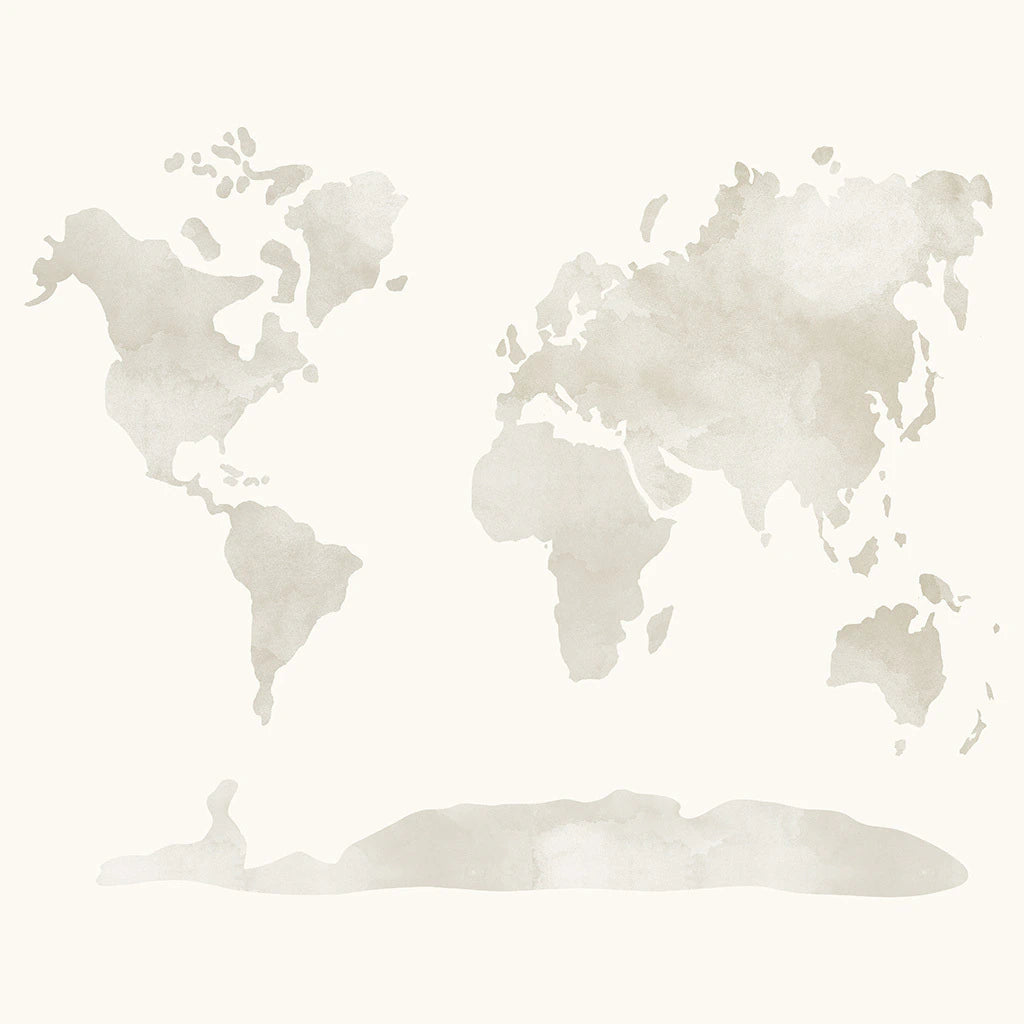 Papel de Parede Non Woven Mapa Mundo Aquarela Areia
