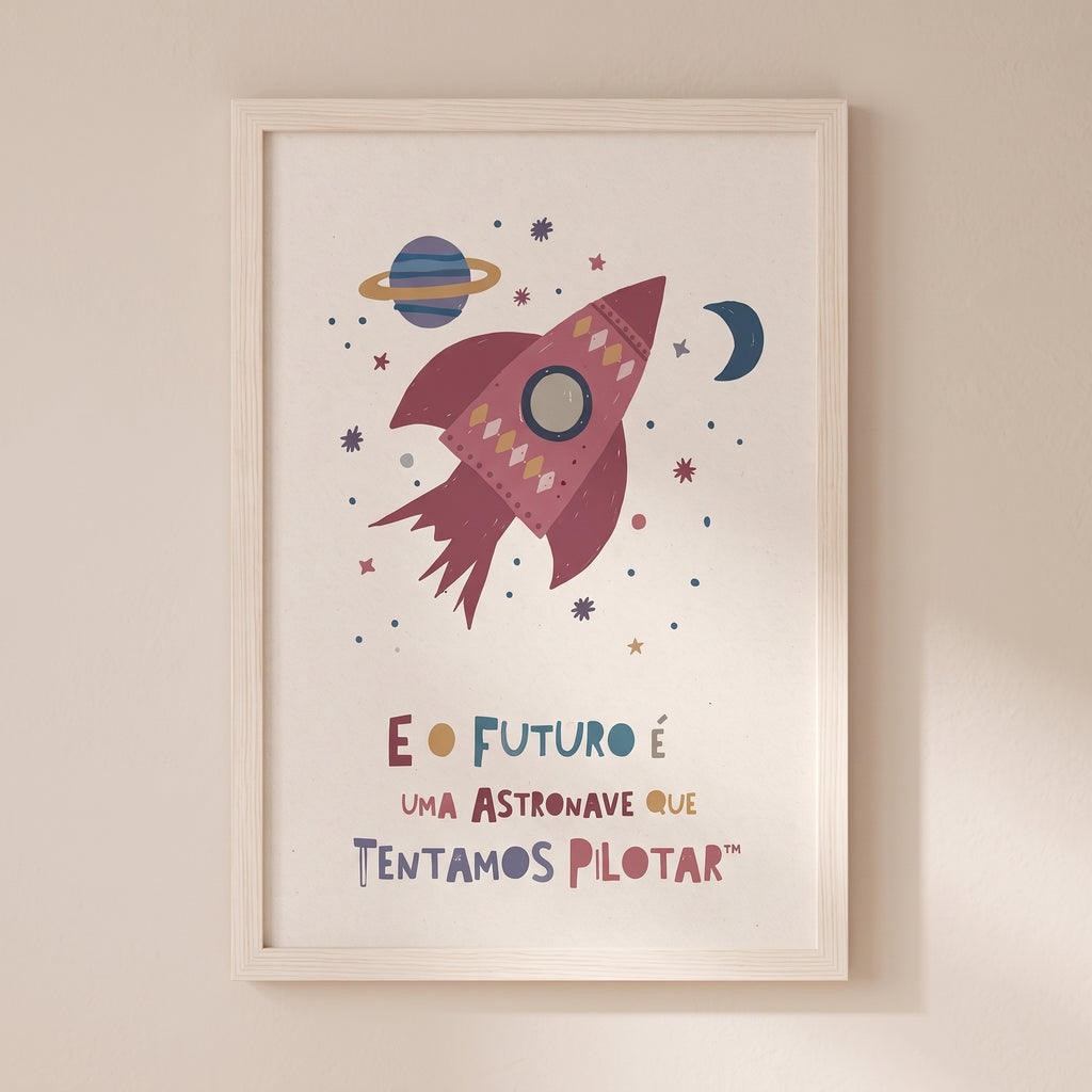 Quadro Infantil Foguete e o Futuro Baby Aquarela