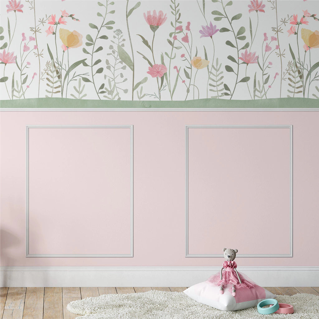 Papel de Parede Non Woven Boiserie Rosa
