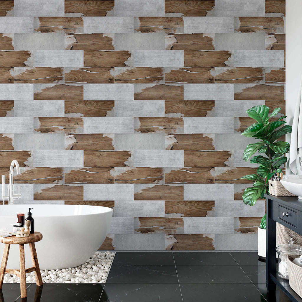 Papel de Parede Non Woven Concreto Wood