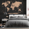 Papel de Parede Non Woven Mapa Mundi Preto