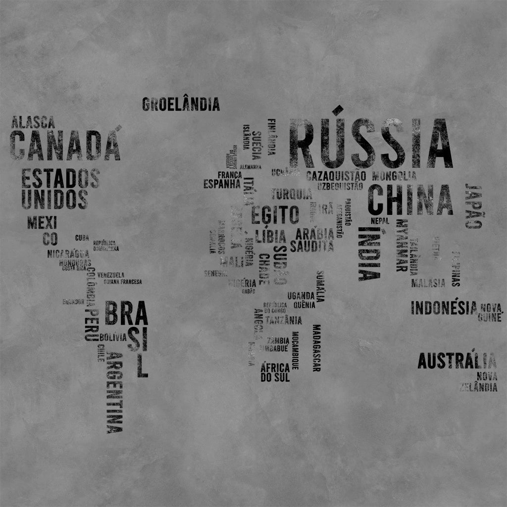 Papel de Parede Non Woven Mapa Mundi Cimento Queimado