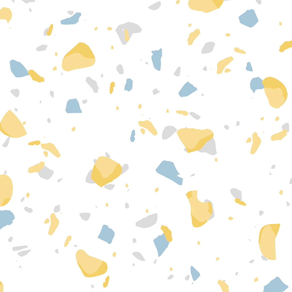 Papel de Parede Non Woven Terrazzo Clean Amarelo e Azul