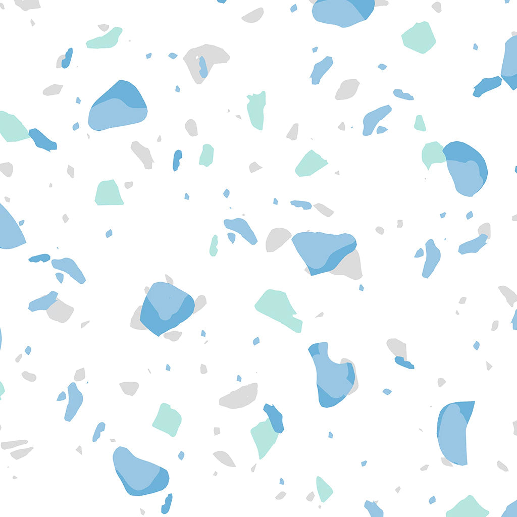 Papel de Parede Non Woven Terrazzo Clean Azul e Tiffany