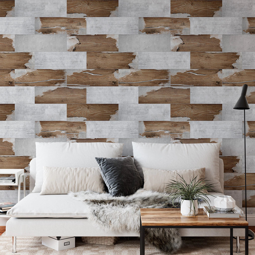 Papel de Parede Non Woven Concreto Wood