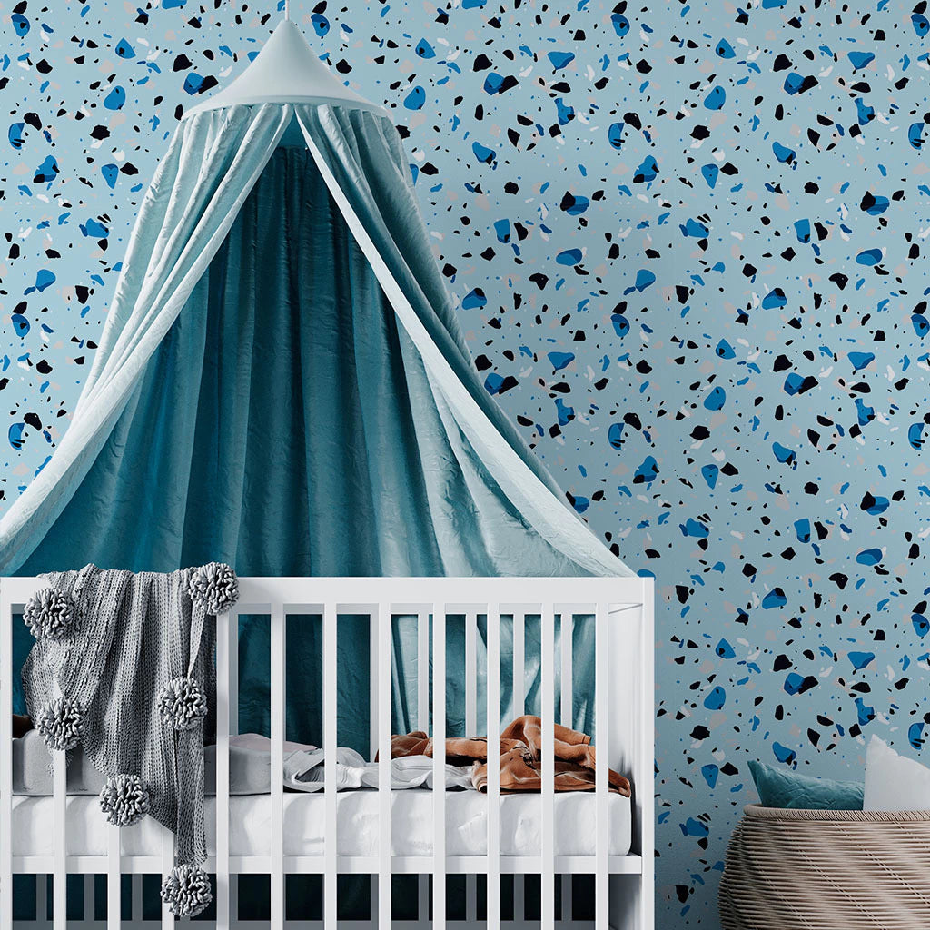 Papel de Parede Non Woven Terrazzo Azul
