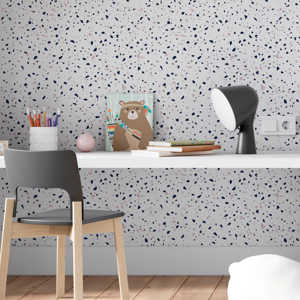 Papel de Parede Non Woven Granilite Rose e Azul Marinho
