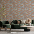 Papel de Parede Non Woven Chevron Concreto Wood