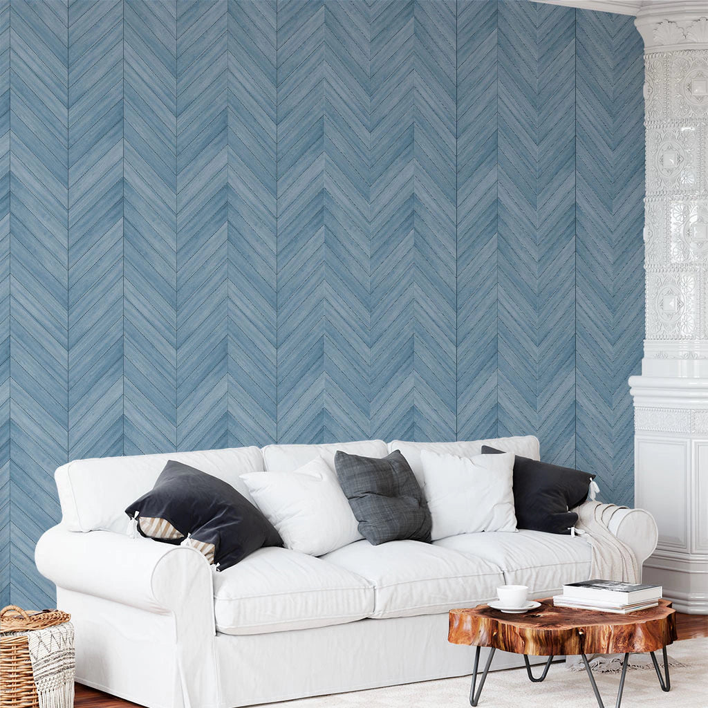 Papel de Parede Non Woven Tacos Madeira Azul