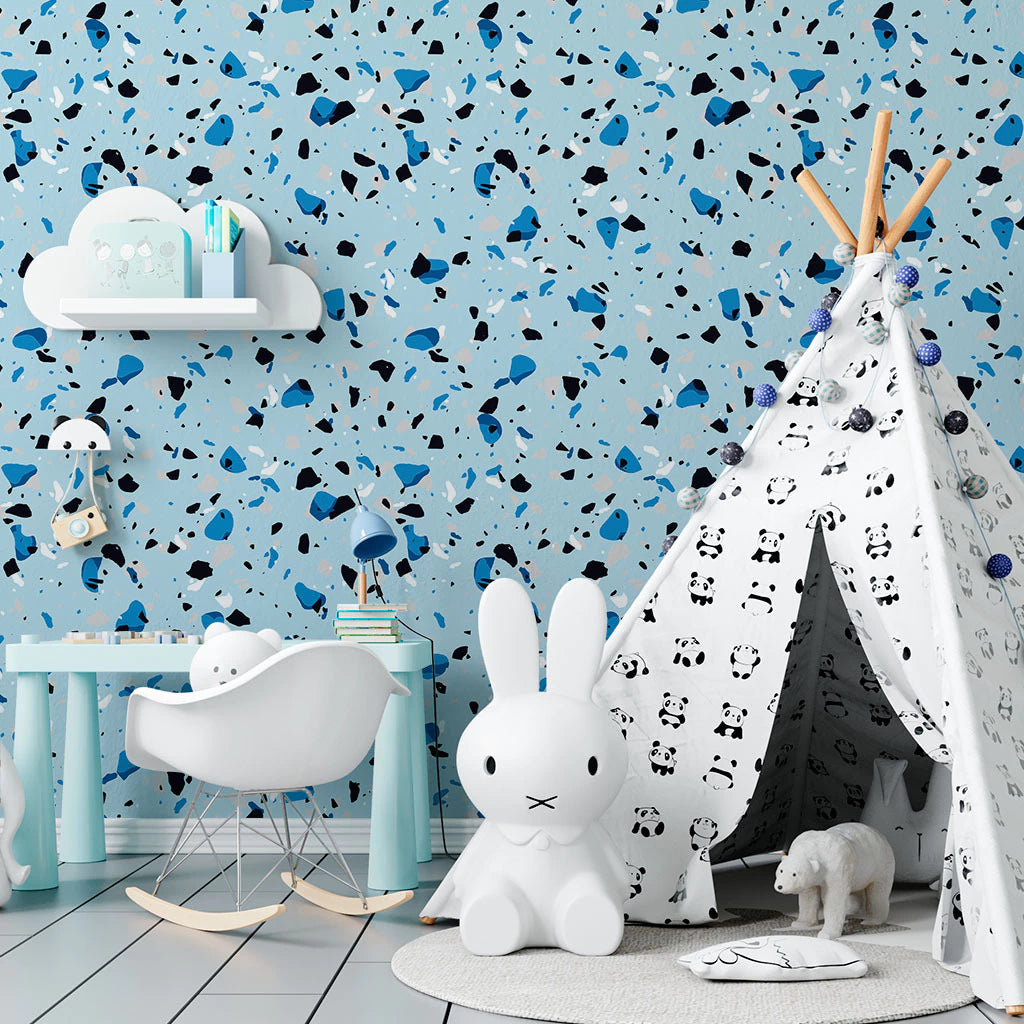 Papel de Parede Non Woven Terrazzo Azul