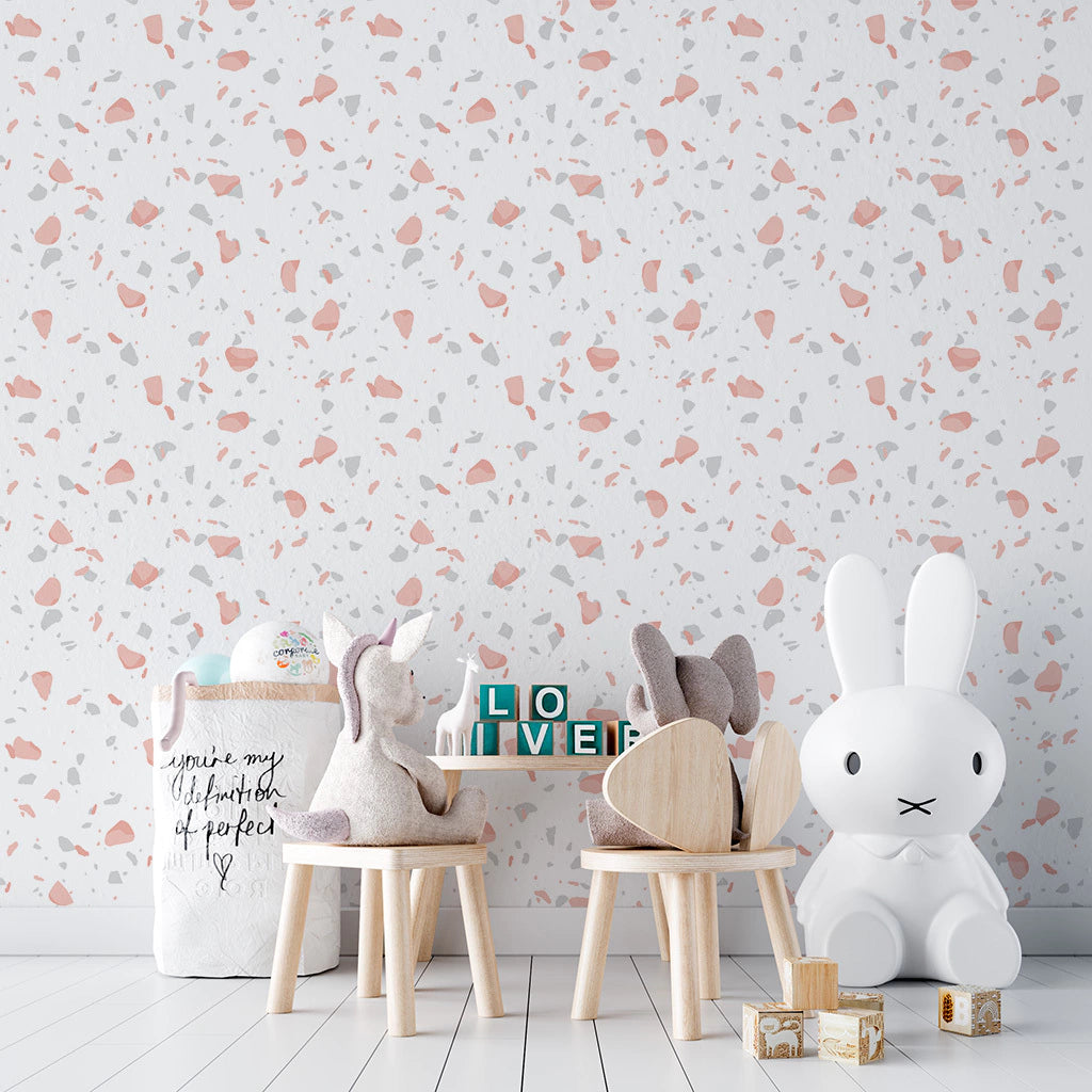Papel de Parede Non Woven Terrazzo Clean Rose