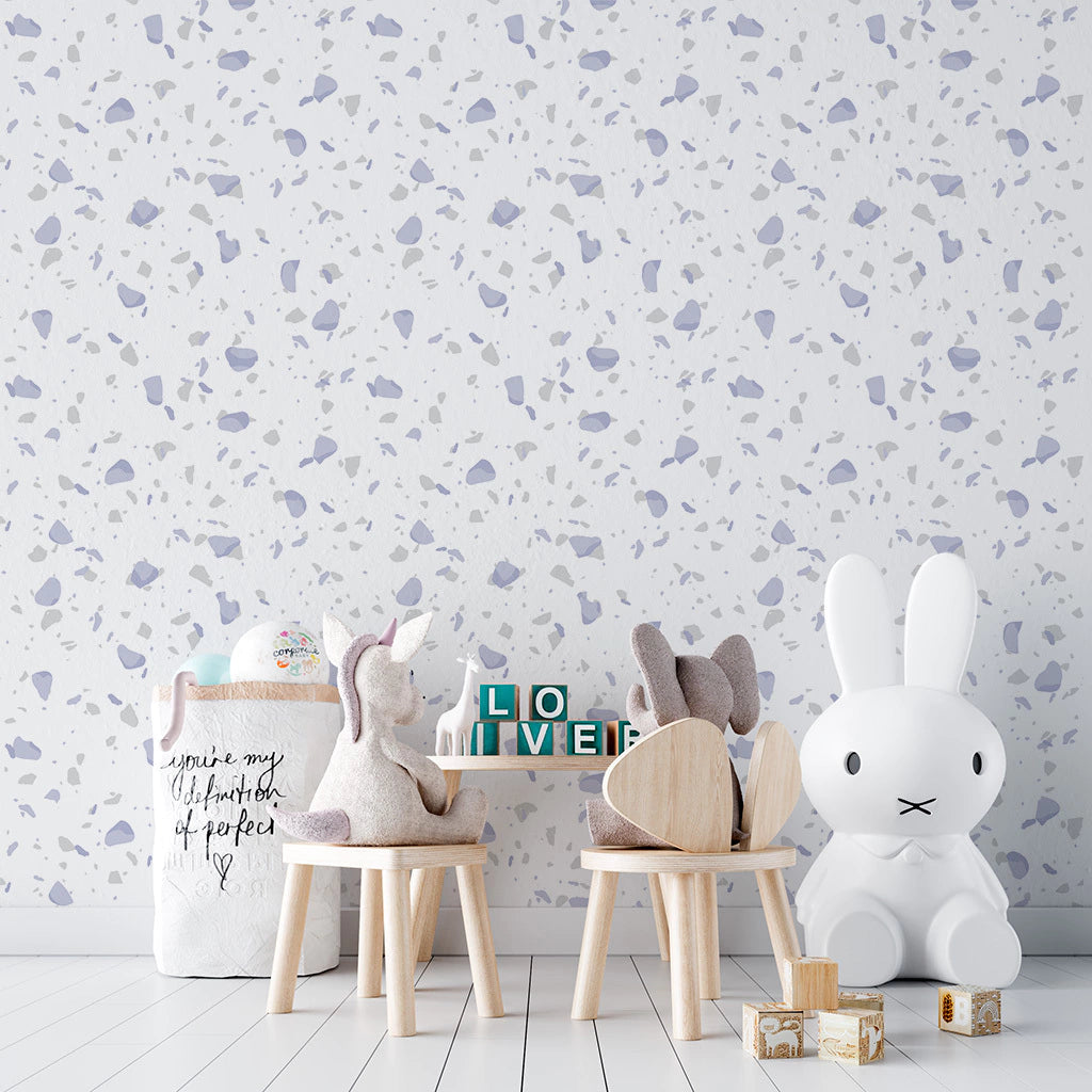 Papel de Parede Non Woven Terrazzo Clean Roxo